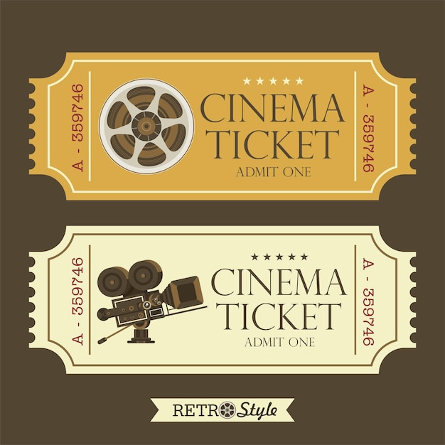 Diseña entradas de cine vintage. Cine retro.