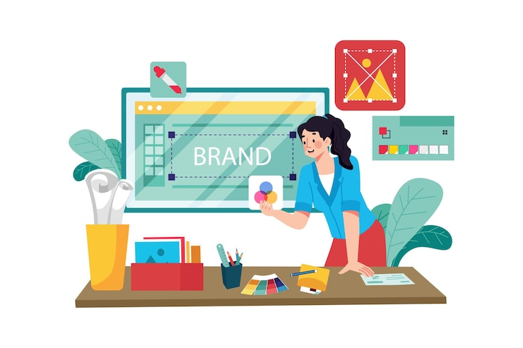 Vector diseñador gráfico creando imágenes seofriendly para un sitio web