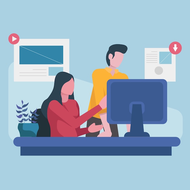 Diseñador gráfico personal trabajando en computadora portátil