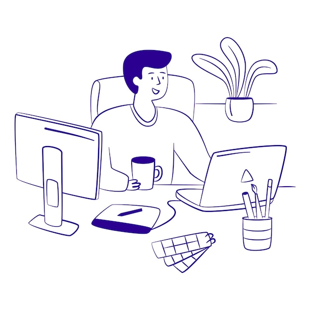 Diseñador gráfico en el trabajo