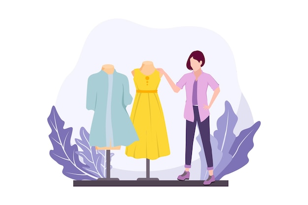 Vector diseñador de moda ilustración de diseño plano