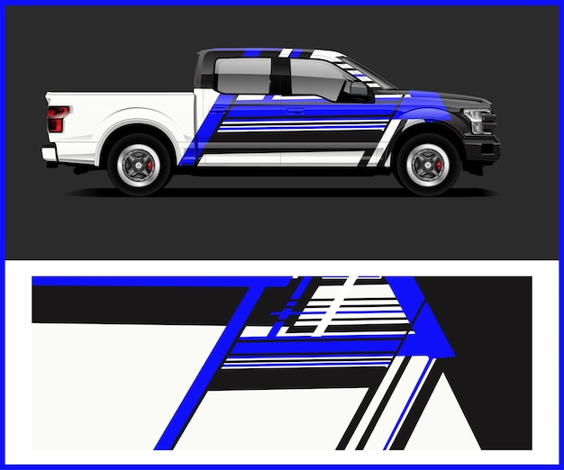 Diseñador de publicidad móvil con diseño de envoltura de automóvil vectorial