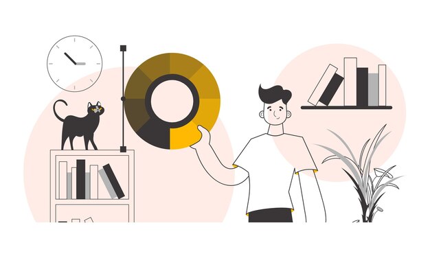 El diseñador tiene una rueda de colores en sus manos Líneas estilo moderno Ilustración vectorial