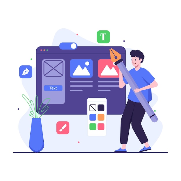 Diseñador UI haciendo diseño web