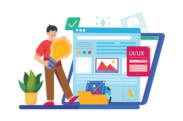 Diseñador UX UI crea concepto en desarrollo social en línea