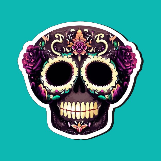 Vector diseñan pegatinas de calaveras mexicanas para celebrar el día de muertos