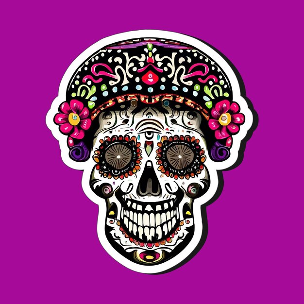 Vector diseñan pegatinas de calaveras mexicanas para celebrar el día de muertos