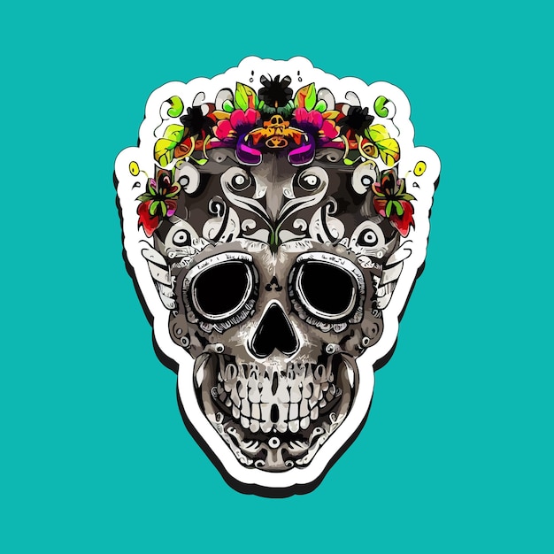 Vector diseñan pegatinas de calaveras mexicanas para celebrar el día de muertos
