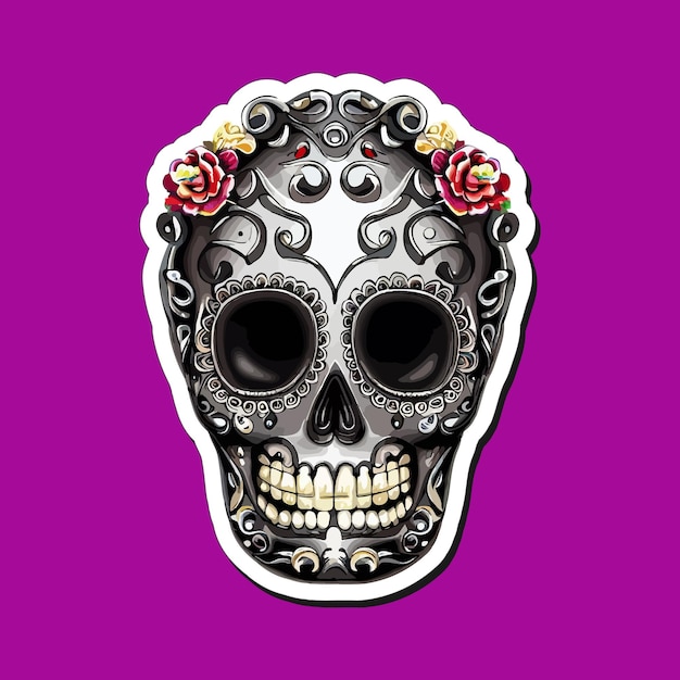 Vector diseñan pegatinas de calaveras mexicanas para celebrar el día de muertos