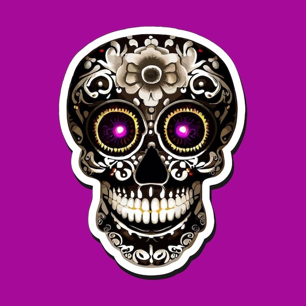 Vector diseñan pegatinas de calaveras mexicanas para celebrar el día de muertos