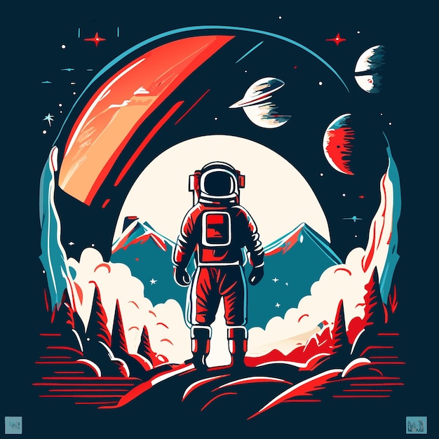 diseñar una camiseta con temática espacial ilustración vectorial plana