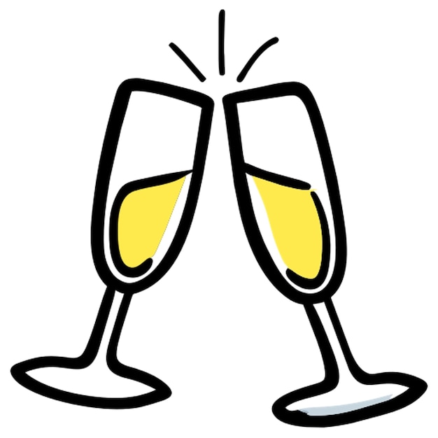 diseñar un clip art de contorno con vasos que sonan o un brindis para representar el estado de ánimo de celebración
