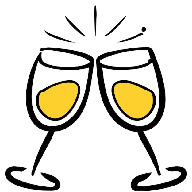 diseñar un clip art de contorno con vasos que sonan o un brindis para representar el estado de ánimo de celebración