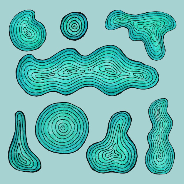 Diseñar un conjunto de ilustraciones vectoriales de elementos de agua dibujadas a mano