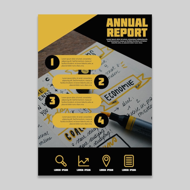 Vector diseñar informe anual con letra