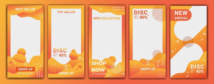 Diseñe fondos para redes sociales en color degradado naranja y blanco Plantilla editable para historias ig Plantilla ig y anuncios de banner web Diseño abstracto para su producto de venta Ilustración vectorial