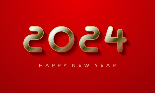 Diseño 2024 con fondo rojo de números clásicos Diseño vectorial premium para pancartas y carteles