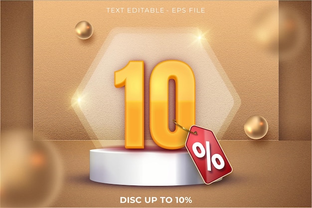 Diseño 3d de 10 por ciento de descuento en la escena del podio del producto