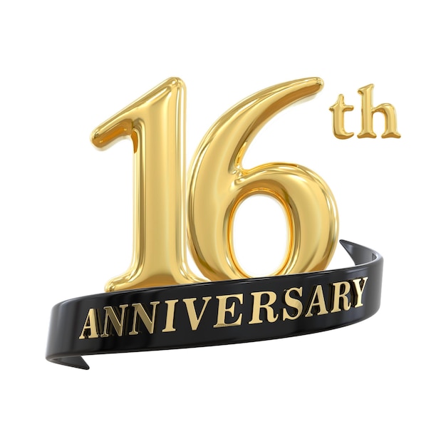 Diseño 3D dorado del 16 aniversario