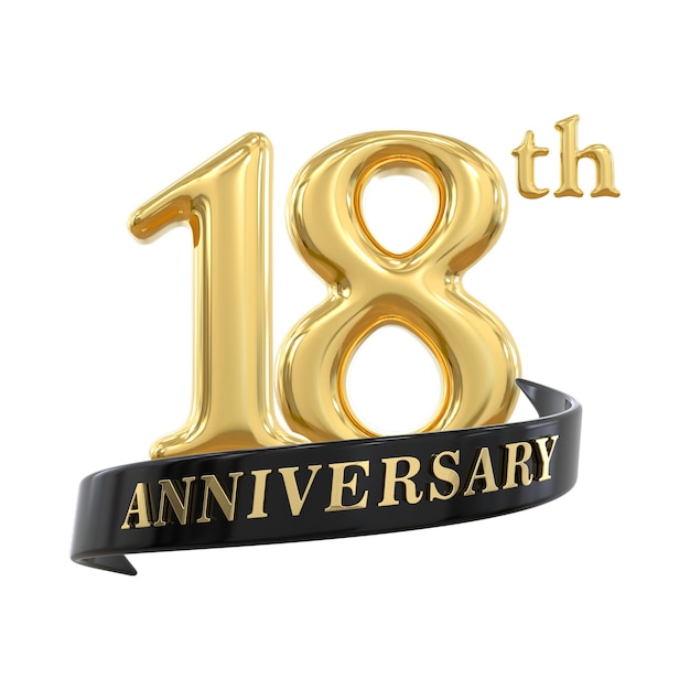Diseño 3D dorado del 18 aniversario