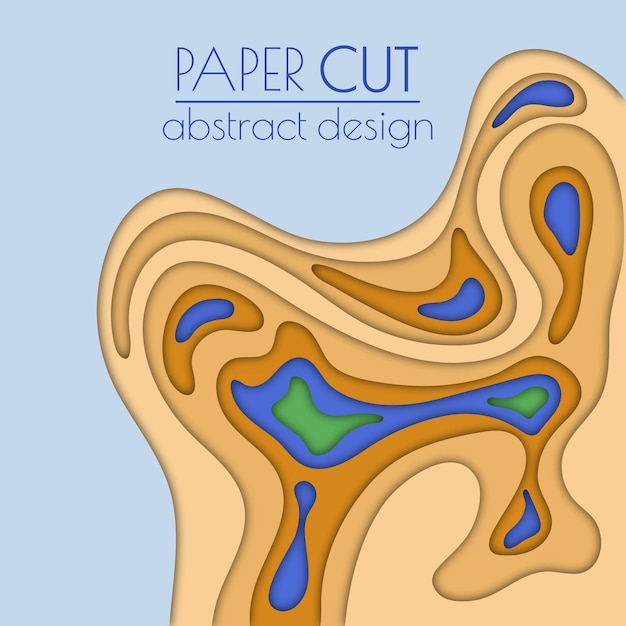 Diseño 3d del folleto de la portada al estilo de papel cortado