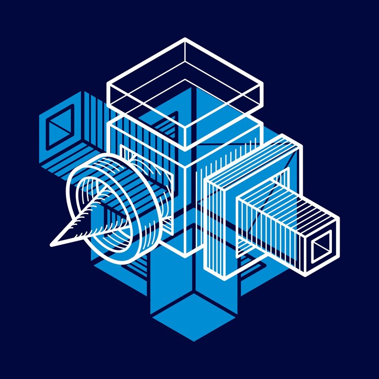 Vector diseño 3d, forma de cubo dimensional vectorial abstracto.