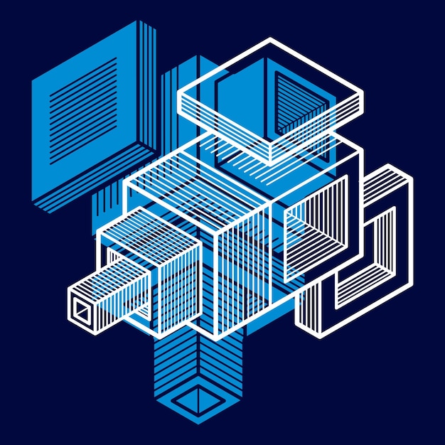Diseño 3D, forma de cubo dimensional vectorial abstracto.