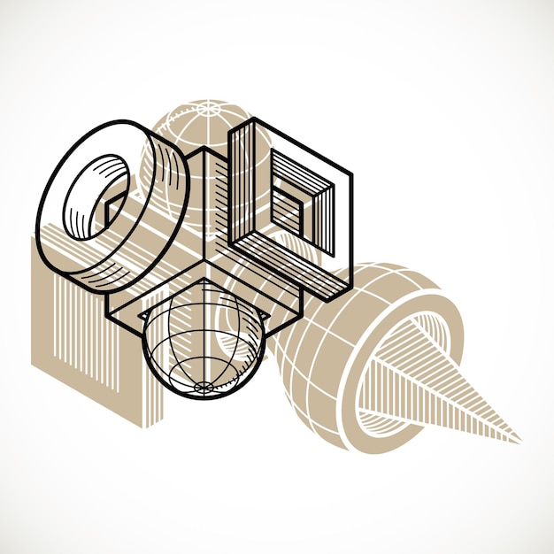 Diseño 3D, forma de cubo dimensional vectorial abstracto.