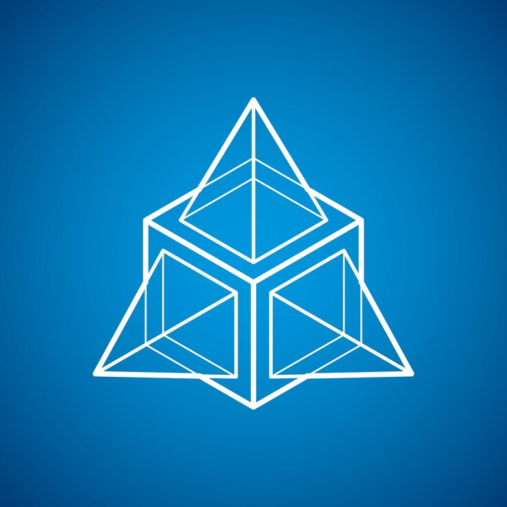 Vector diseño 3d, forma de cubo dimensional vectorial abstracto.