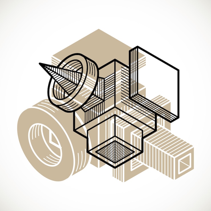 Vector diseño 3d, forma de cubo dimensional vectorial abstracto.