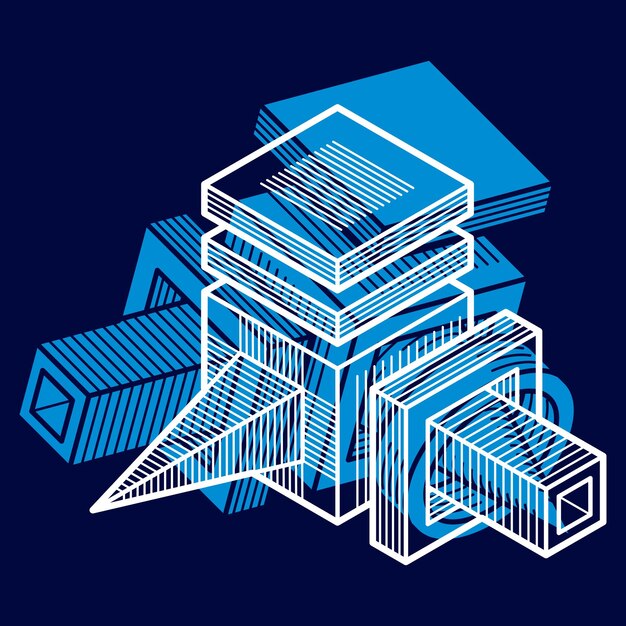 Diseño 3D, forma de cubo dimensional vectorial abstracto.