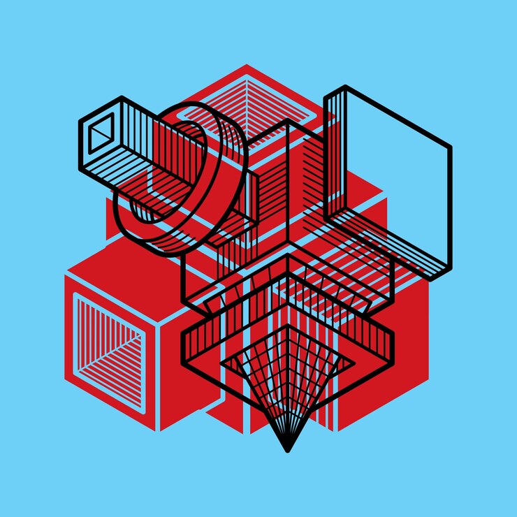 Vector diseño 3d, forma de cubo dimensional vectorial abstracto.
