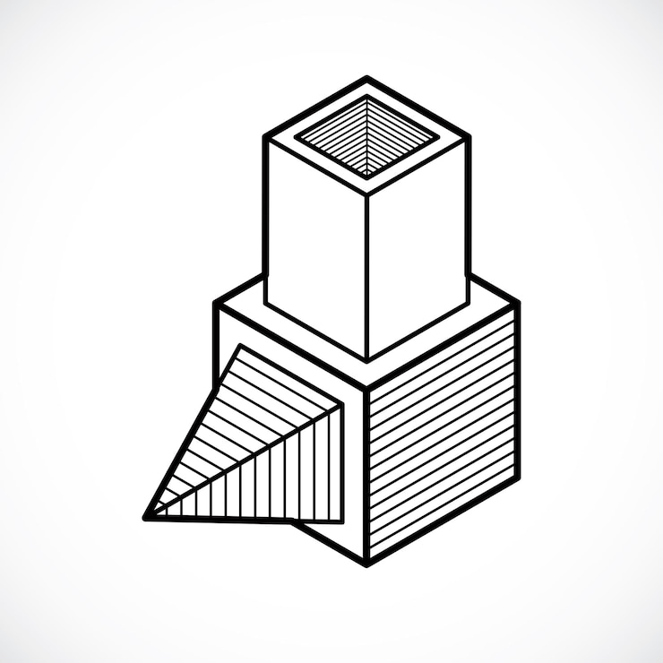 Vector diseño 3d, forma de cubo de vector abstracto.
