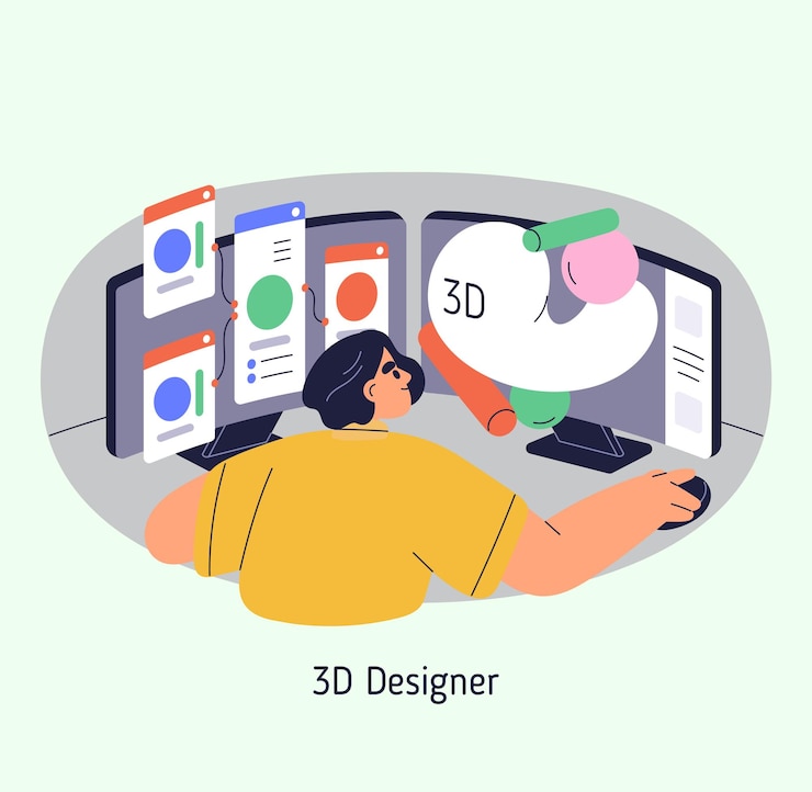 Vector diseño 3d ilustración modelación renderización y visualización digital