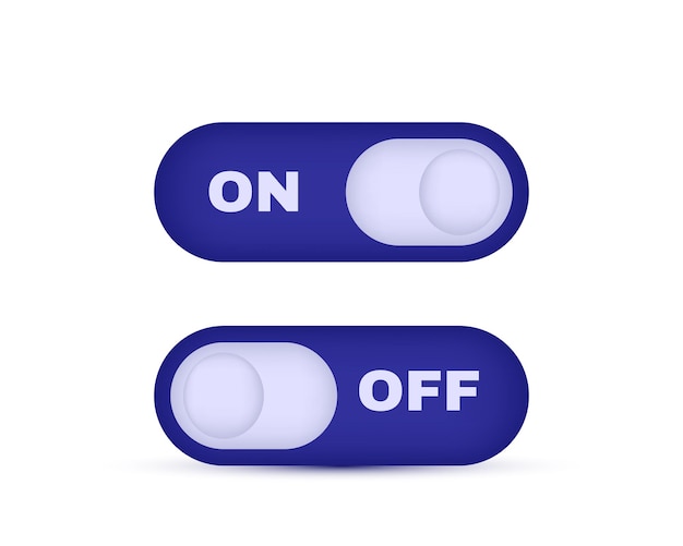 diseño 3D único en el estilo del botón de interruptor de apagado aislado en el vector