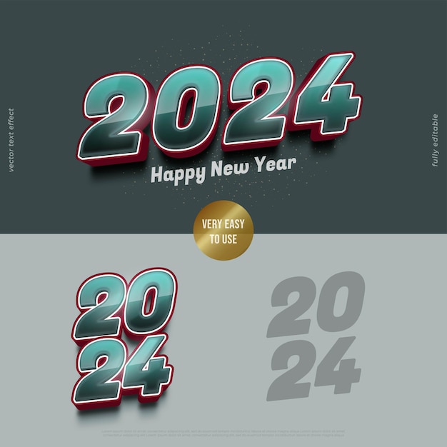 Diseño 3D vectorial 2024 con efecto de texto editable