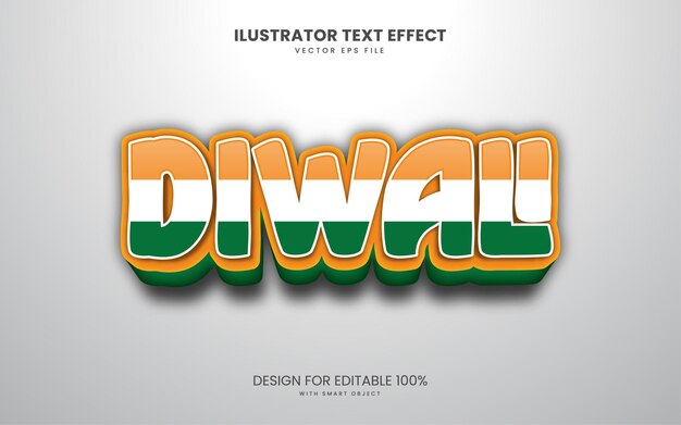 Diseño 3d vectorial editable con efecto de texto de Diwali