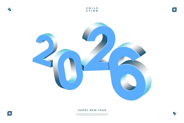 Un diseño 3D vibrante y moderno con el año 2026 en varios colores de gradiente