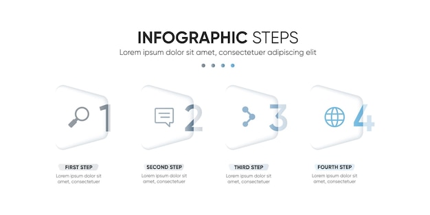 Vector diseño de 4 pasos de infografía presentación paso a paso de forma moderna