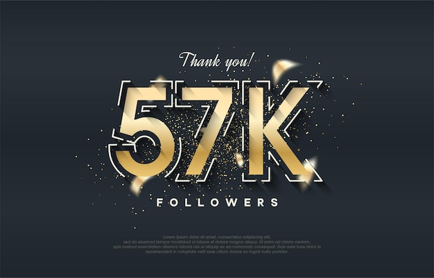 Diseño de 57k seguidores con color dorado brillante.