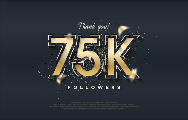 Diseño de 75k seguidores con color dorado brillante