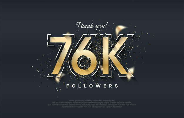 Diseño de 76k seguidores con color dorado brillante