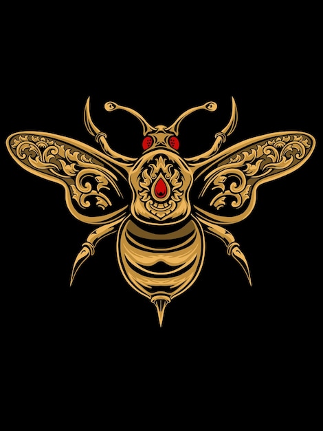 Diseño de abeja estampado único con vector de color dorado