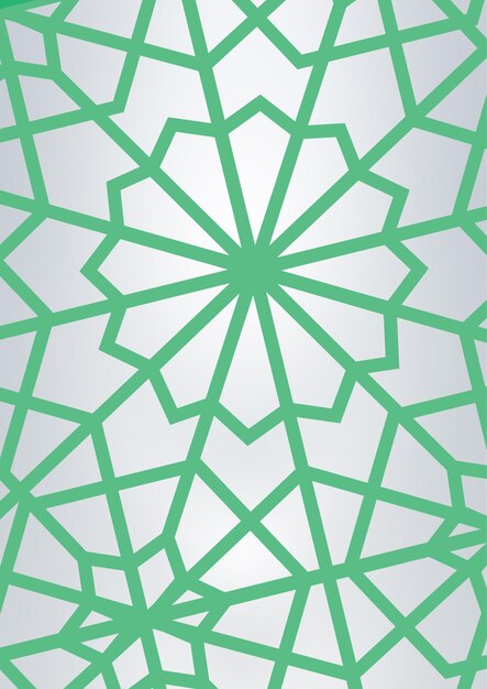 Diseño abstracto árabe de color verde con fondo plateado.