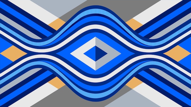un diseño abstracto azul y amarillo con un diamante azul y blanco