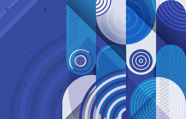 un diseño abstracto azul y púrpura con círculos y líneas