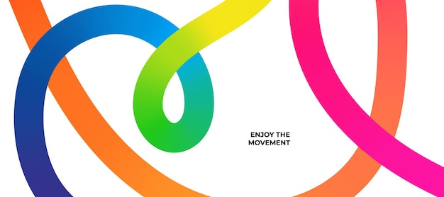 Diseño abstracto colorido con las palabras Disfruta del movimiento