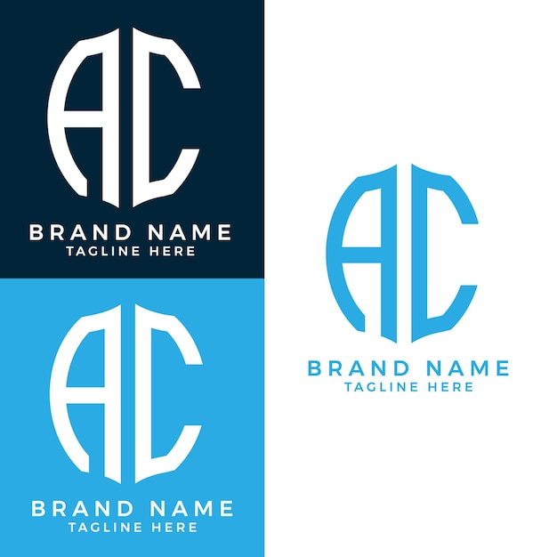 Diseño abstracto del conjunto del logotipo de la letra AC.