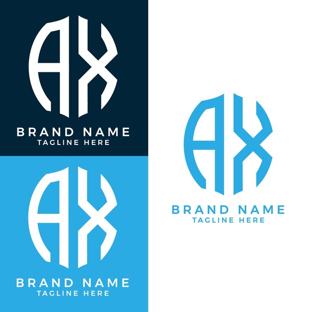 Diseño abstracto del conjunto del logotipo de la letra AX.