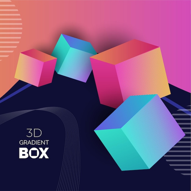 Diseño abstracto de cuadro degradado 3D